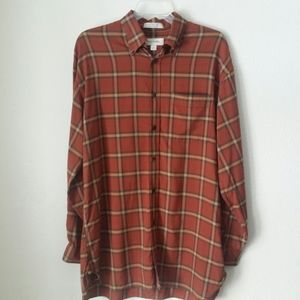 John W Nordstrom Rust Orange Plaid Long Sleeve M